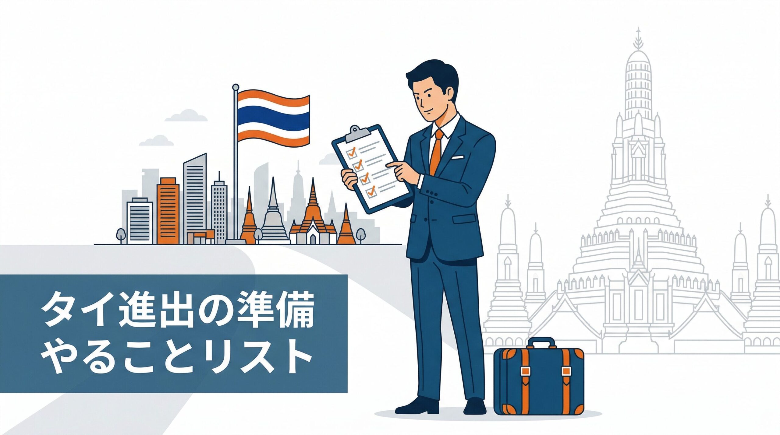 タイ進出の準備やることリストを検討開始から事業スタートまで時系列で解説するイラスト